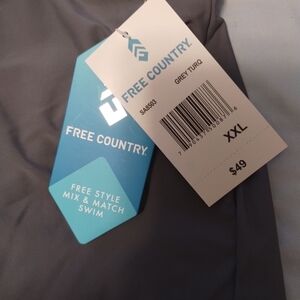 Women's Free Country Swim Shorts XXL Grey Turquoise BNWT